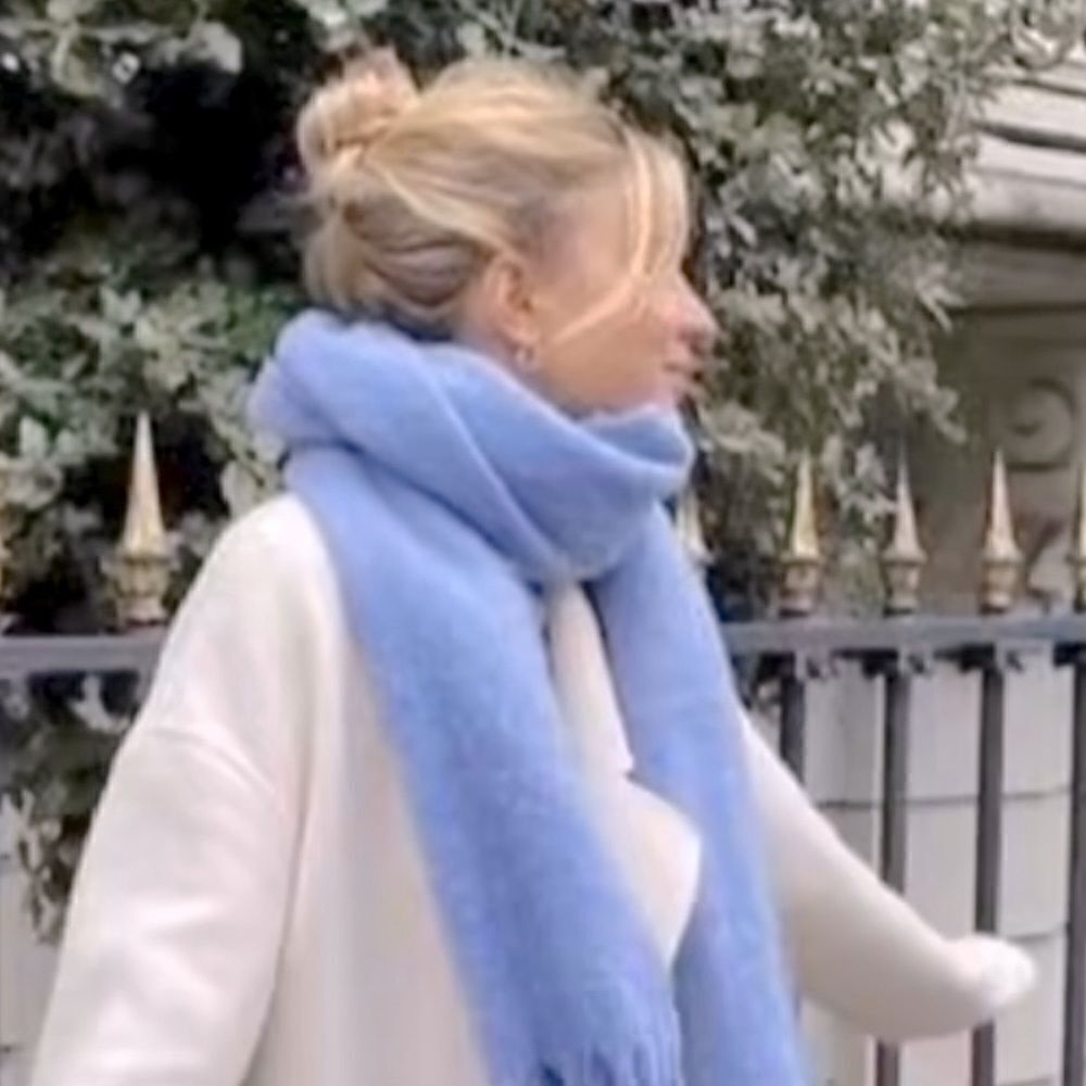 Blue fringe scarf